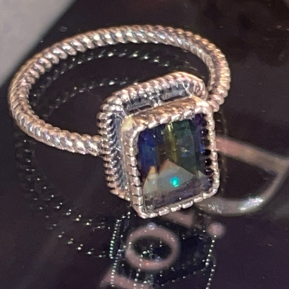 Rainbow Quartz Sterling Silver Ring 6.5